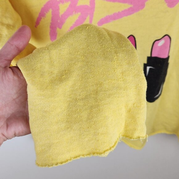 Wildfox Bisous Kisses Lipstick Slouchy Distressed Raglan Sleeve Sweatshirt XS - Picture 6 of 9